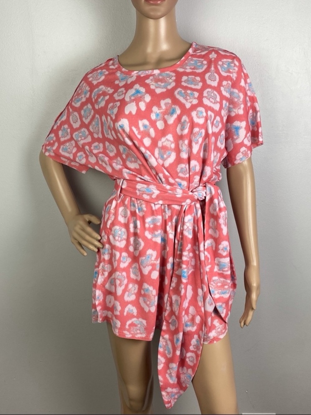 NEW BAJA EAST PINK ANIMAL PRINT T-SHIRT MINI DRESS - Picture 2 of 7